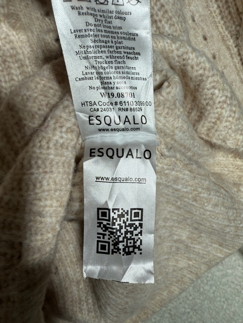 ESQUALO Cable-Knit Turtleneck Sweater in Light Beige Size M - Picture 8 of 8